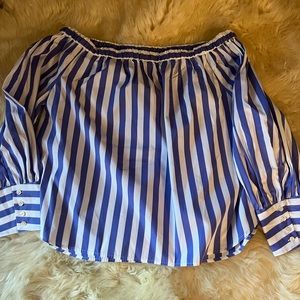 Thomas Mason Shirting for J.Crew. Size 10. Blue and White stripes. 100% Cotton.